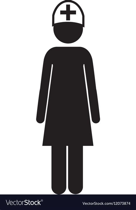 Silhouette Of Woman Nurse Icon Royalty Free Vector Image