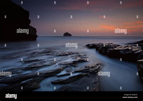 Trebarwith Strand Sunset Stock Photo Alamy