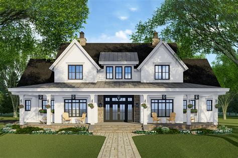 Modern Farmhouse Plan With French Door Greeting 14679rk