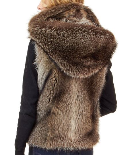 The Natural Raccoon Fur Vest With Collar For Women