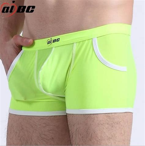 Aibc Men Sexy Underwear Gay Ultra Thin Ice Silk Boxers Short Big Pockets Genuine Youth Mens