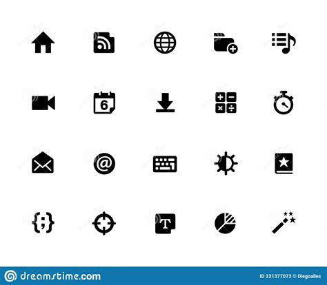 Web And Mobile Icons 4 32 Pixels Icons White Series Stock Vector