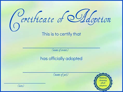 Whether you are here to replace a damaged docent or fools somebody with a realistic. 42 best ADOPTION CERTIFICATE TEMPLATES images on Pinterest ...