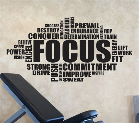 Gym Wall Art Decal Focus Word Cloud Typography Design