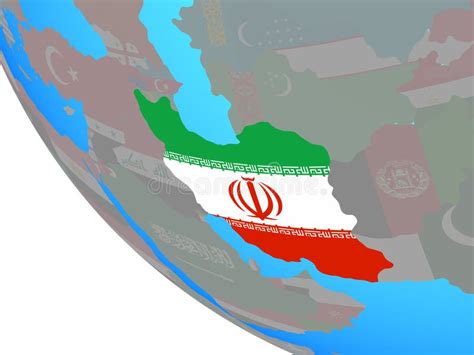 Iran With Flag On Globe Stock Illustration Illustration Of Iran
