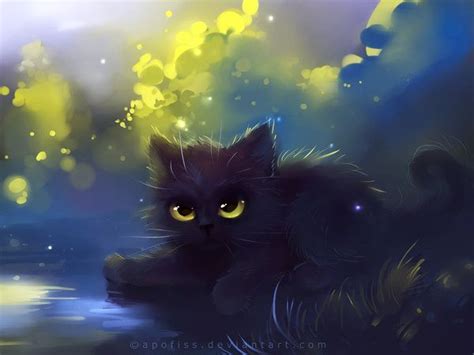 Pond Shrine ~ Rhiards Donskis Aka Apofiss Black Cat Painting Black