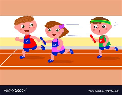 Young Runners In Relay Competition Royalty Free Vector Image
