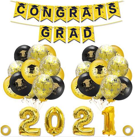 Buy Graduation Party Decorations Balloons Yubobo Black And Gold Latex