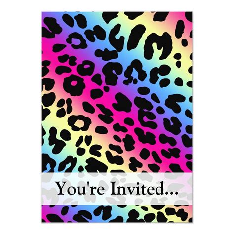 Neon Rainbow Leopard Pattern Print Invitation In 2021