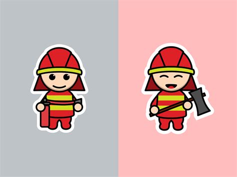 Cute Cartoon Firefighter By Sketch Graphic On Dribbble