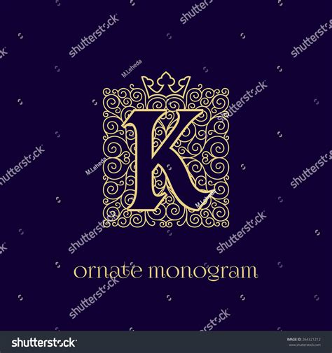 Ornate And Elegant Monogram Design For A Single Letter K With Crown