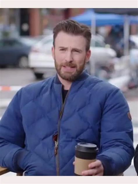 Super Bowl Chris Evans Quilted Jacket Blue Bomber Jacket