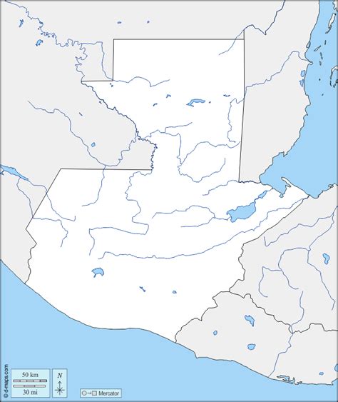 Mapa De Guatemala En Blanco Y Negro Con Lagos Image To U