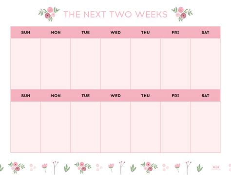 Printable Two Week Calendar