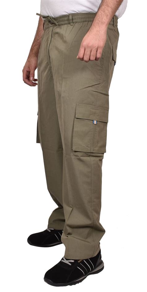 Mens Cargo Trousers Combat Work Lightweight Elasticated Tactical Pro