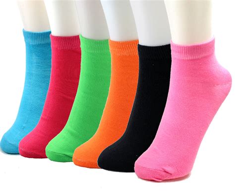 New Lot 12 Pairs Womens Girls Ankle Socks Multi Neon Colors 9 11