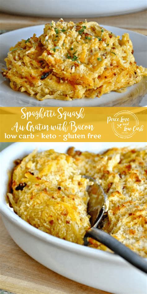 Spaghetti Squash Au Gratin With Bacon Peace Love And Low Carb