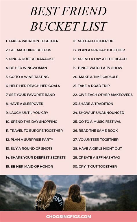 best friend bucket list 30 things to do with your best friend bff bucket list best friend