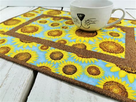 Sunflower Placemats Quilted Placemats Large Reversible Etsy