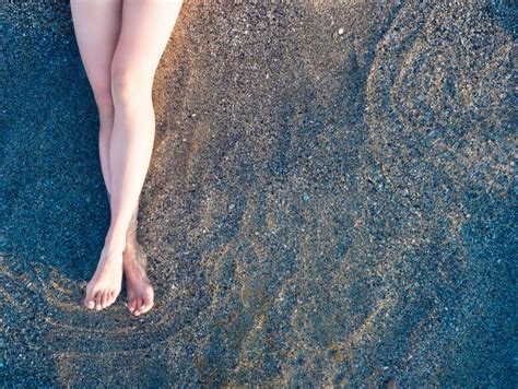 Woman Legs On Sand Beach Stock Image Image Of Island