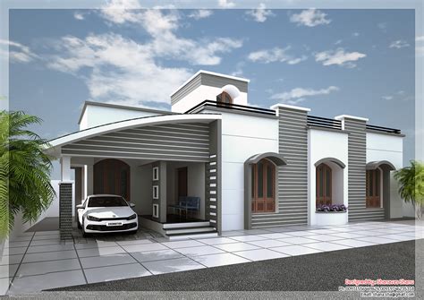 Single Floor Kerala House Elevation In White And Grey