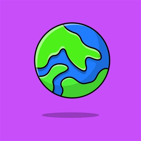 Earth Planet Cartoon Vector Icons Illustration Flat Cartoon Concept
