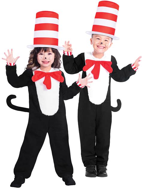 Kids Cat In The Hat Thing 1 And 2 Costume Boys Girls Seuss Fancy Dress