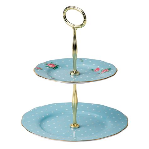 Polka Blue Vintage 2 Tier Cake Stand Seaway China Co