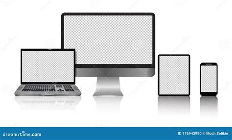 Realistic Electronic Devices Computer Monitors Desktops Laptops