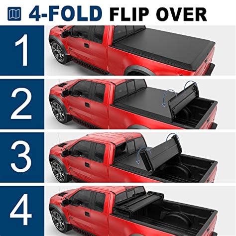 Mostplus Quad Fold Soft Truck Bed Tonneau Cover On Top Compatible For