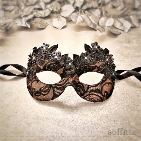 Nude Black Lace Masquerade Mask Lace Covered Venetian Style My Xxx Hot Girl