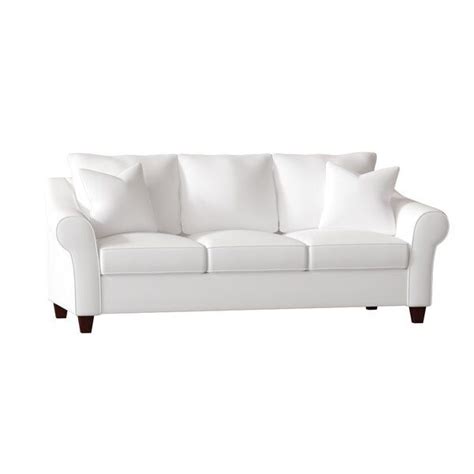 Litzy 91 Rolled Arm Sofa With Reversible Cushions White Leather