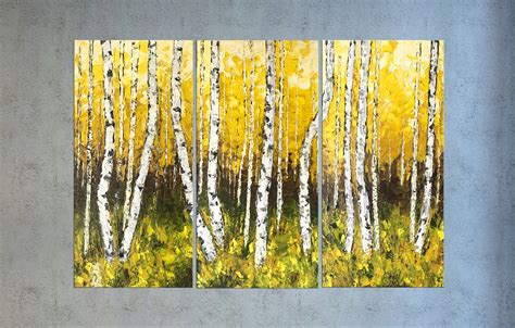 Birch Tree Painting Oil On Canvas Textured Painting Birch Etsy