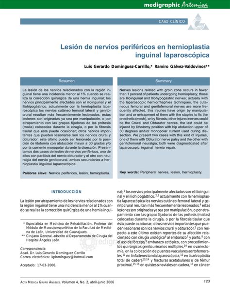 Lesión De Nervios Periféricos En Hernioplastia