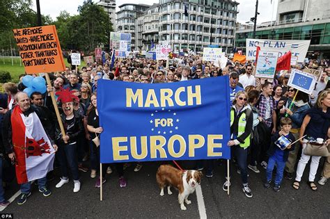 brexit protests see thousands take to the streets of london wearing eu flags daily mail online