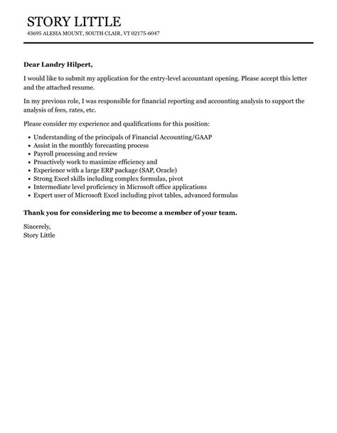 Entry Level Accountant Cover Letter Velvet Jobs