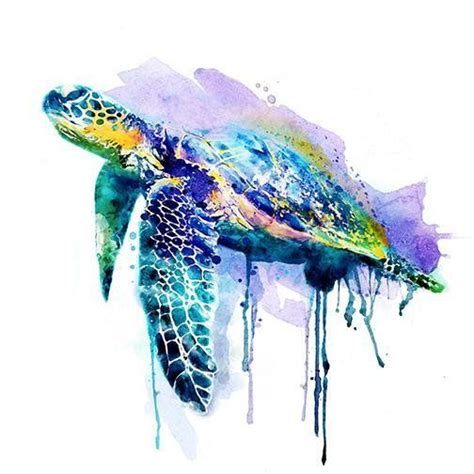 Sea Turtle Watercolor Painting Fine Art Painting Watercolor Paintings Watercolour Sea Turtle
