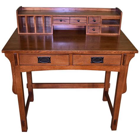 Mission Style Solid Quarter Sawn Oak Office Desk With Dovetail Drawers