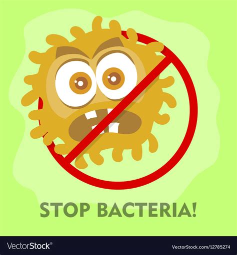 Stop Bacteria Cartoon No Virus Royalty Free Vector Image