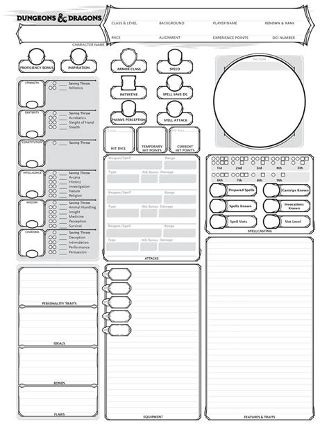 D D Adventure League Form Fillable Character Sheet Printable Forms