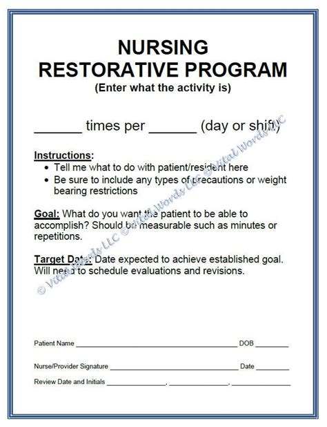 Skilled Nursing Restorative Program Examples And Template Etsy