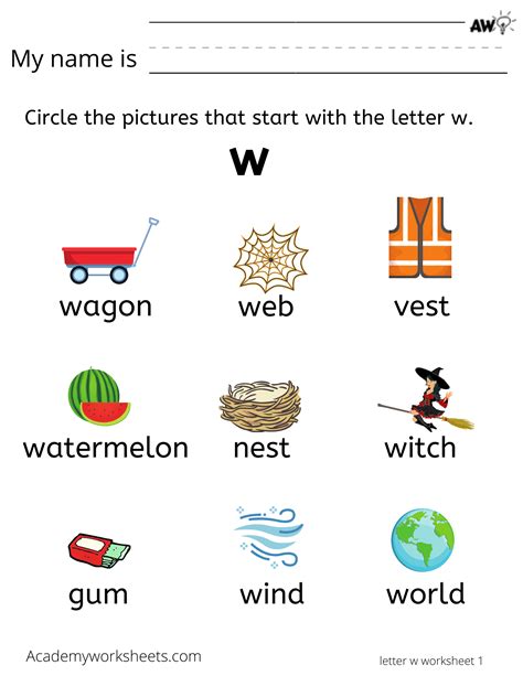 Learn The Letter W W Learn Letters Of The Alphabet Academy Worksheets