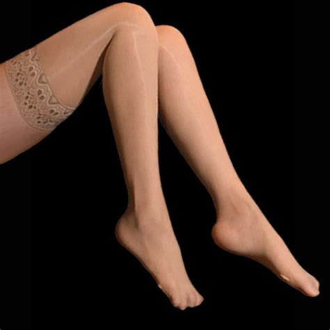 Sexy Ladies 8d Shiny Lace Silicone Stay Up Nylon Thigh High Stockings Hold Ups Metelam