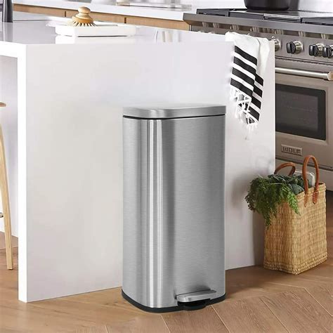 Kitchen Trash Can With Lid Step Trash Bin Fingerprint Proof For Office