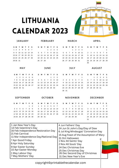 Free Printable Calendar 2023 Lithuania Printable The Calendar