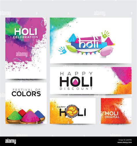 Indian Festival Of Colours Happy Holi Social Media Sets Includes Square Post And Banner Sizes