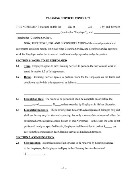 Cleaning Service Agreement Pdf Fill Online Printable Fillable