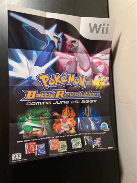 Pokemon Battle Revolution Official Poster Wii Palkia Pikachu Dialga