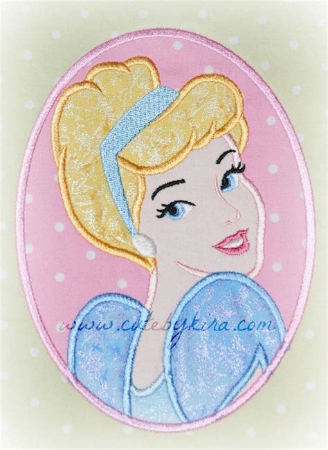 Cinderella Cameo Princess Applique Embroidery Design