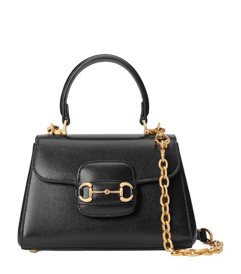 Gucci Black Mini Leather Horsebit 1955 Top Handle Bag Harrods Uk